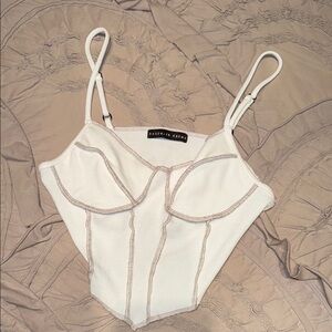 Brooklyn karma medium White Ribbed Corset Top cropped